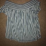American Eagle Outfitters Tops | American Eagle Striped Off The Shoulder Top | Color: Blue/White | Size: Xs