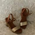 American Eagle Outfitters Shoes | American Eagle Brown Gold-Tone Wedges Size 7 | Color: Brown | Size: 7