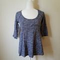 Anthropologie Tops | Deletta Flowy Peplum Heathered Top T126-A | Color: Blue/White | Size: Xs