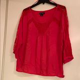American Eagle Outfitters Tops | American Eagle Red Top With Lace Details | Color: Red | Size: Xl