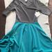 Lularoe Dresses | Bnwt Lularoe Nicole Teal Gray Size Large | Color: Blue/Gray | Size: L