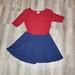 Lularoe Dresses | Lularoe Amelia Dress In Red And Blue | Color: Blue/Red | Size: L
