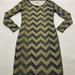 Lularoe Dresses | Lularoe Gold Black Chevron Elegant Debbie Dress | Color: Black/Gold | Size: Xs