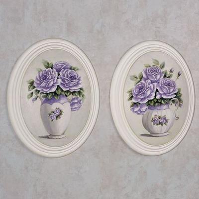 Adelaide Rose Wall Plaques Lavender Set of Two, Se...