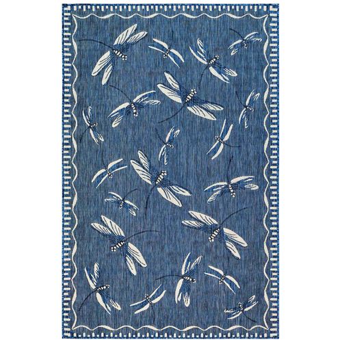 Dragonfly Flight Rectangle Rug, 3'3"" x 4'11"", Federal Blue