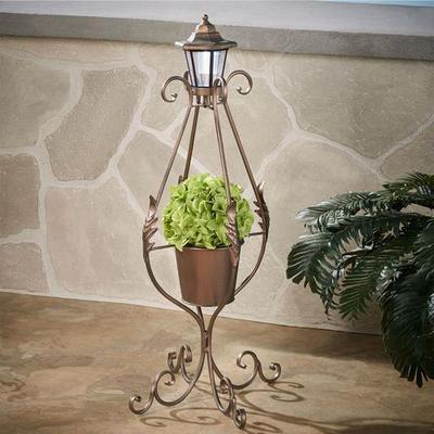 Planter with Solar Lantern Copper , Copper