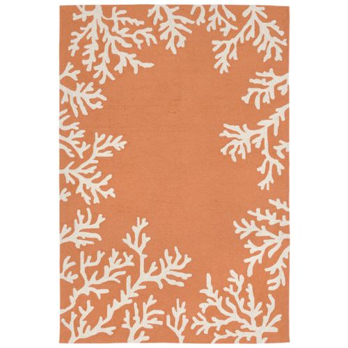 Coral Border Rectangle Rug, 2'6"" x 4', Light Rust