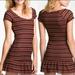 Free People Dresses | Free People Brown And Black Zigzag Knit Dress Sz S | Color: Black/Brown | Size: S
