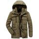 YYZYY Men's Winter Hooded Warm Parka Coat Thick Cotton Full Zip Long Sleeve Jacket Outwear Outdoor Windbreaker Waterproof Fleece Lined UK S-6XL (UK - 5X-Large, Khaki)