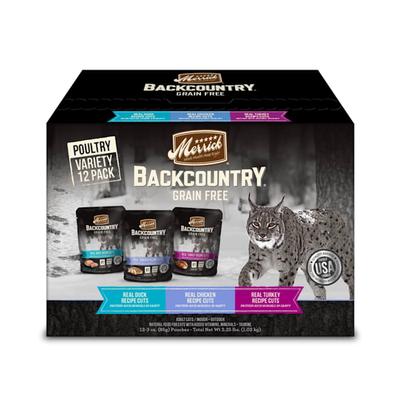 Merrick Backcountry Grain Free Gluten Free Premium Poultry Recipes Cuts in Gravy Wet Cat Food Variety Pack, 3 oz., Count of 12