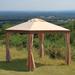 Charlton Home® Jodi 10 Ft. W x 10 Ft. D Solid Wood Patio Gazebo Wood/Soft-top in Brown | 127.2 H x 120 W x 120 D in | Wayfair