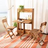 Highland Dunes Volk Flower 3 Piece Teak Bistro Set Wood/Metal in Brown/White | 48.8 H x 28.7 W x 25.4 D in | Outdoor Furniture | Wayfair