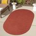 Brick Oval 6' x 9' Area Rug - August Grove® Neufeld Braided Pattern Reversible Indoor/Outdoor Area Rug 72.0 W in orange/red | Wayfair