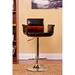 Orren Ellis Gladstone Swivel Adjustable Height Bar Stool Wood/Leather/Metal/Faux leather in Brown/Gray | 21.65 W x 18.5 D in | Wayfair Item# ACBS13