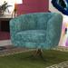 Barrel Chair - Caracole Classic Caracole Upholstery 34" Wide Velvet Swivel Down Cushion Barrel Chair Fabric in Blue/Yellow | Wayfair UPH-017-0311-A