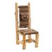 Fireside Lodge Cedar Log Solid Wood Dining Chair Wood/Upholstered in Red/Green/Yellow | 47 H x 19 W x 19 D in | Wayfair 16157-UF-Longhorn Stipe