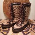 Coach Shoes | Coach "Peggey" Brown Signature Boots | Color: Brown/Tan | Size: 71/2b