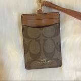 Coach Accessories | Coach Signature Khaki Brown Pink Lanyard Nwt | Color: Brown/Pink | Size: Os