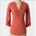 Anthropologie Tops | Anthropologie C Keer Loop De Loop Henley Top | Color: Orange/Red | Size: S