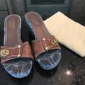 Coach Shoes | Coach Denim And Leather Sandals/Slides | Color: Blue/Brown | Size: 7.5