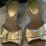 Coach Shoes | Authentic Coach Gold Leather Clogs | Color: Brown/Gold | Size: 8