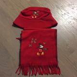 Disney Accessories | Disney Mickey Fleece Red Scarf And Hat Set | Color: Red | Size: Os