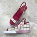 Coach Shoes | Coach Plaid Cream Sandal Wedge Strap Back Shoe 6 | Color: Cream/Pink | Size: 6