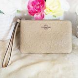 Coach Bags | Coach New Signature Pattern Classic Clutch Wristlet Wallet Nwt Glossy Cream | Color: Cream | Size: Os