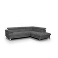 Mivano Schlafsofa David / Moderne Eckcouch mit verstellbaren Kopfteilen, Bettfunktion und Stauraum / 256 x 71 x 208 / Mikrofaser-Bezug, Dunkelgrau