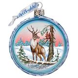 G Debrekht Holiday Splendor Reindeer Ball Ornament Glass in Blue/Brown | 3.5 H x 3 W x 3 D in | Wayfair 73410