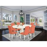 Red Barrel Studio® Simonton Extendable Rubberwood Solid Wood Dining Set Wood/Upholstered in White | 30 H in | Wayfair