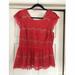 Anthropologie Tops | Anthropologie Red Lace Shirt Size M | Color: Red | Size: M
