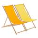 Harbour Housewares 2 Piece Orange & Yellow Wooden Deck Chair Traditional FSC Wood Folding Adjustable Garden/Beach Sun Lounger Recliner