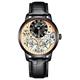Men's Automatic Watch Skeleton Ailang Series Wristwatch with Leather Band (Rose Gold Black)