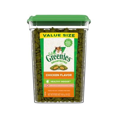 Greenies Feline SmartBites Healthy Indoor Natural Chicken Flavor Soft & Crunchy Adult Cat Treats, 16-oz tub