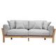 Canapé scandinave déhoussable 3 places en tissu gris clair et bois clair kyo - Gris clair