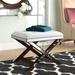 Everly Quinn Teirney Vanity Stool Wood/Upholstered/Cotton in Gray/White/Brown | 21 H x 26 W x 19 D in | Wayfair 5786AA5EA7634AF7B2631C2D48F9E2D6