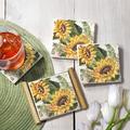 August Grove® Sunflowers Absorbent Coaster Set w/ Holder Stoneware in Yellow | 0.3 H x 1.5 D in | Wayfair 61F71DF922ED4C1A8CD3F52C893DE1E3