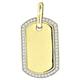 Yellow tone 925 Sterling Silver Mens CZ Cubic Zirconia Simulated Diamond Border Animal Pet Dog Tag Charm Pendant Necklace Jewelry Gifts for Men