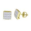 925 Sterling Silver Mens Yellow tone CZ Princess Cut Square Dome Stud Earrings Measures 8.8x8.8mm Jewelry Gifts for Men