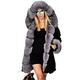Aox Women Winter Faux Fur Hood Warm Thicken Coat Lady Casual Plus Size Parka Jacket Outdoor Overcoat (16-18, Black 7008)