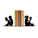 Charlton Home® Boy & Girl Reading Bookends Metal in Black | 6.5 H x 6.5 W x 4 D in | Wayfair 833B4D1F789F461EBAFA68B870D2B753