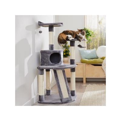 Frisco 48-in Faux Fur Cat Tree & Condo, Gray