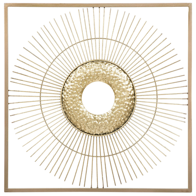 Wanddekoration Gold 50 x 50 cm im Strahlenkranz Design Quadratisch Modern