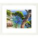 Highland Dunes 'Coastal Lavandou' Framed Graphic Art Wood/Paper in Blue/Brown/Green | 20 H x 24 W x 1.5 D in | Wayfair