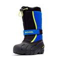 Sorel KIDS FLURRY Waterproof Unisex Kids Snow Boots, Black (Black x Super Blue) - Youth, 1 UK