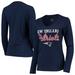 Women's G-III 4Her by Carl Banks Navy New England Patriots Post Season Long Sleeve V-Neck T-Shirt