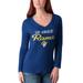 Women's G-III 4Her by Carl Banks Royal Los Angeles Rams Post Season Long Sleeve V-Neck T-Shirt