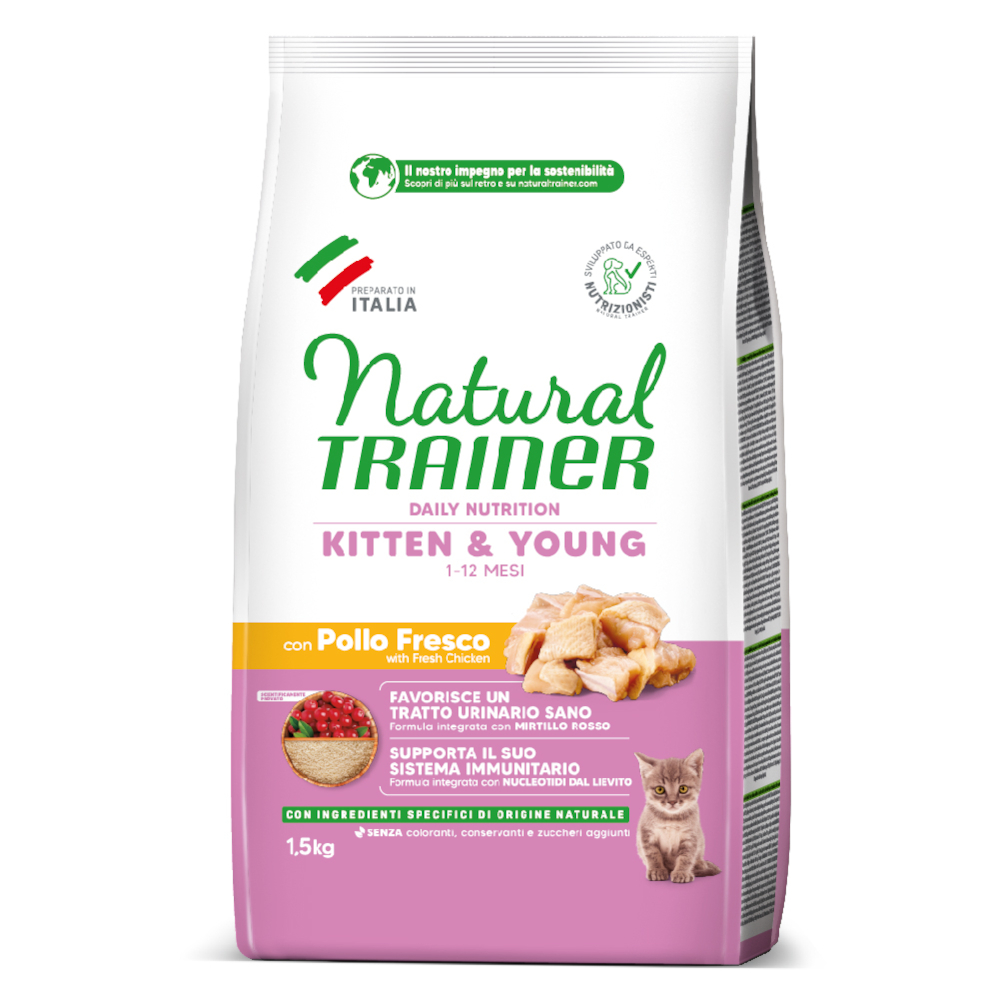 Natural Trainer Kitten Pollo Crocchette gatto - Set %: 2 x 1,5 kg