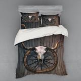 East Urban Home Barn Wood Wagon Wheel Duvet Cover Set Microfiber in Gray | Wayfair D486C062410A4820BECBD03AD111512D